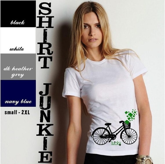 lucky bicycle clover st. patrick's day shirt fitted girls