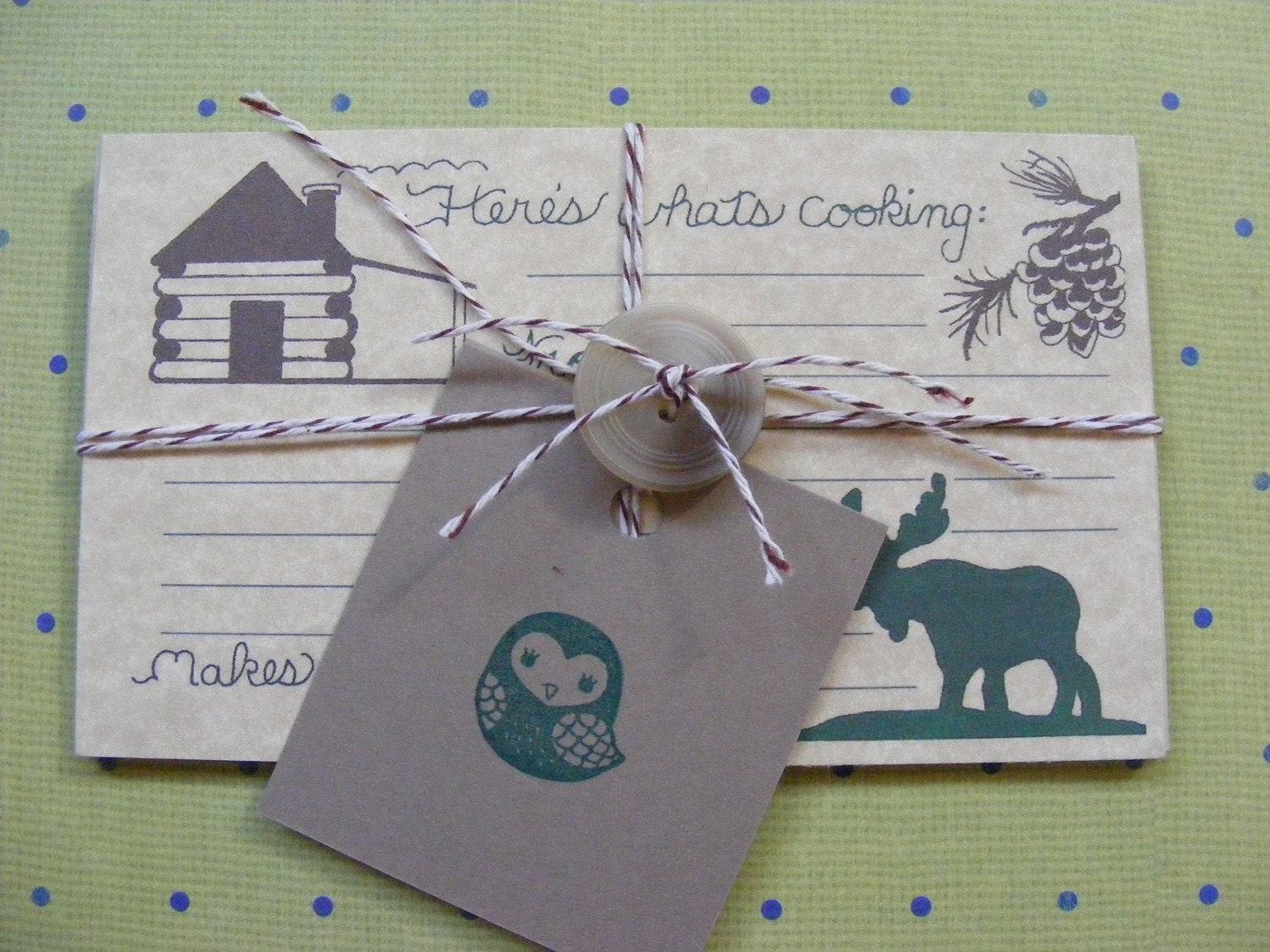 Recipe Card Set Of 10, Moose And Cabin
