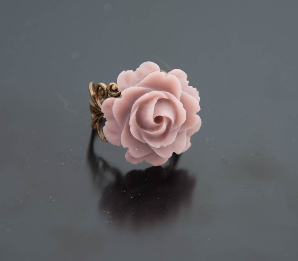Brass Filigree Ring with Rose