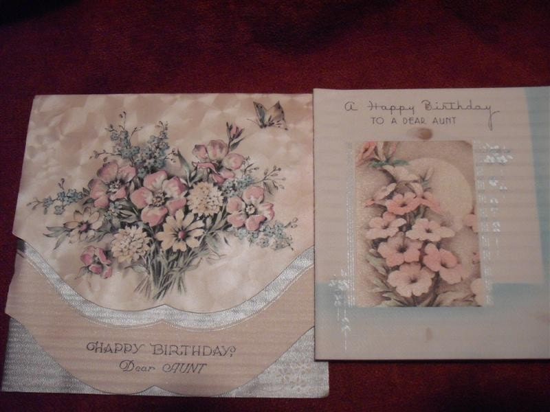 Group Of Six Beautiful Antique Silk Fabric Paper And Metallic Foil Cards