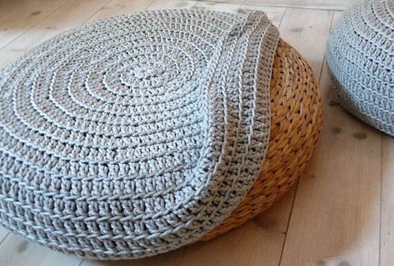 Crochet stool cover - silver Grey