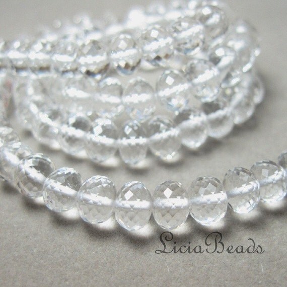 6 Quartz 6mm faceted rondelles