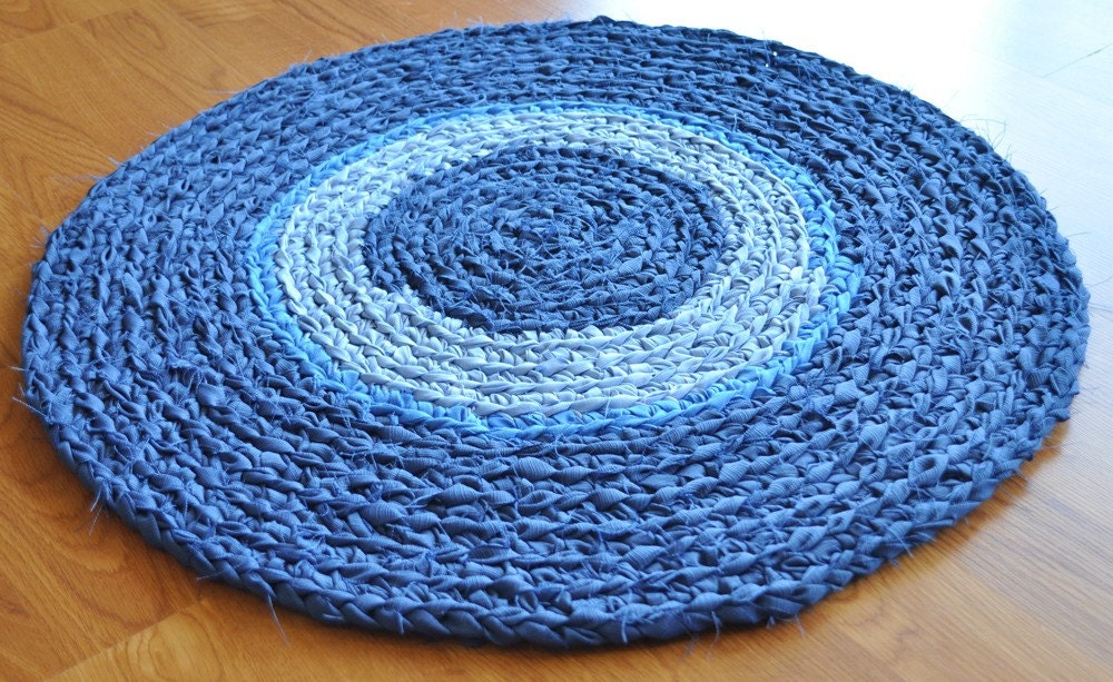 Rag Rug Bathroom Mat - Blue Trio