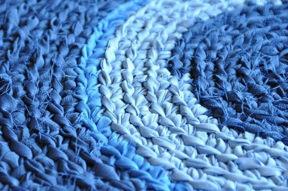 Rag Rug Bathroom Mat - Blue Trio