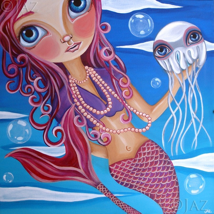 ART PRINT - A Jellyfish Friend - by Jaz - 8x8