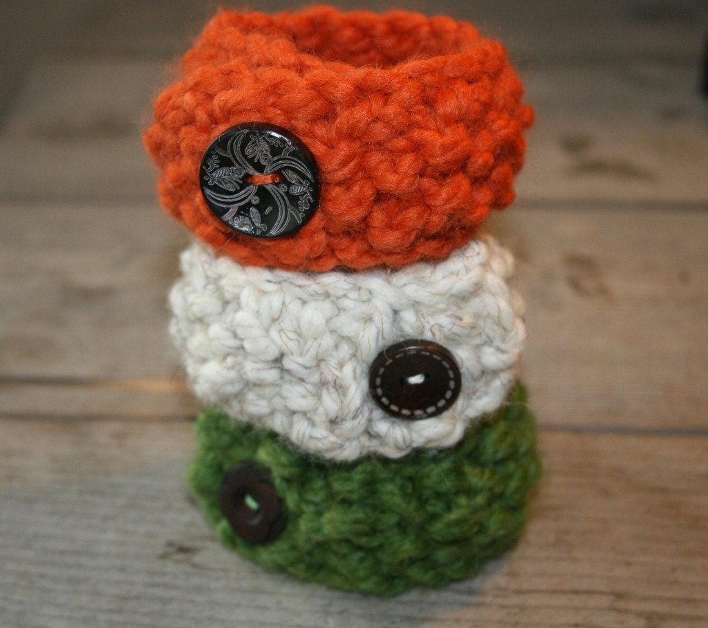 Chunky Knit Cuff Bracelets....Fall Colours