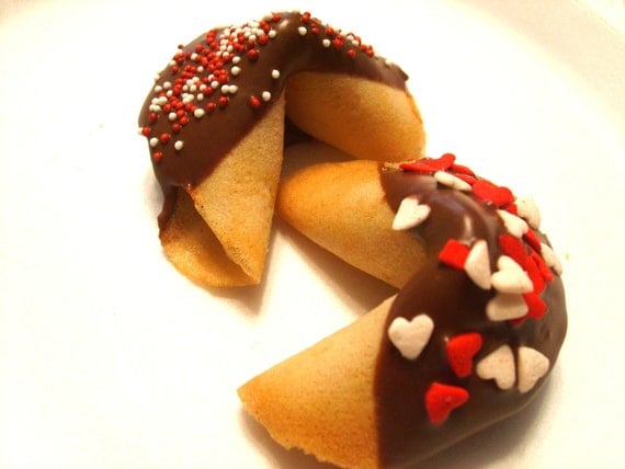 Custom Fortune cookies dipped in chocolate Valentine Gift