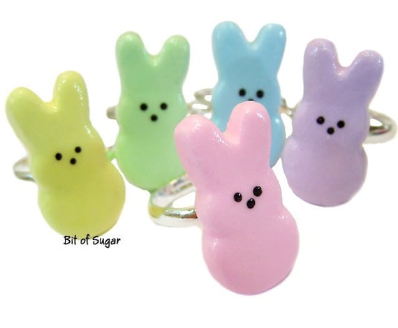Marshmallow Bunny Adjustable Ring - Easter