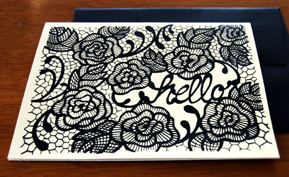 HELLO Chantilly Lace Notecard