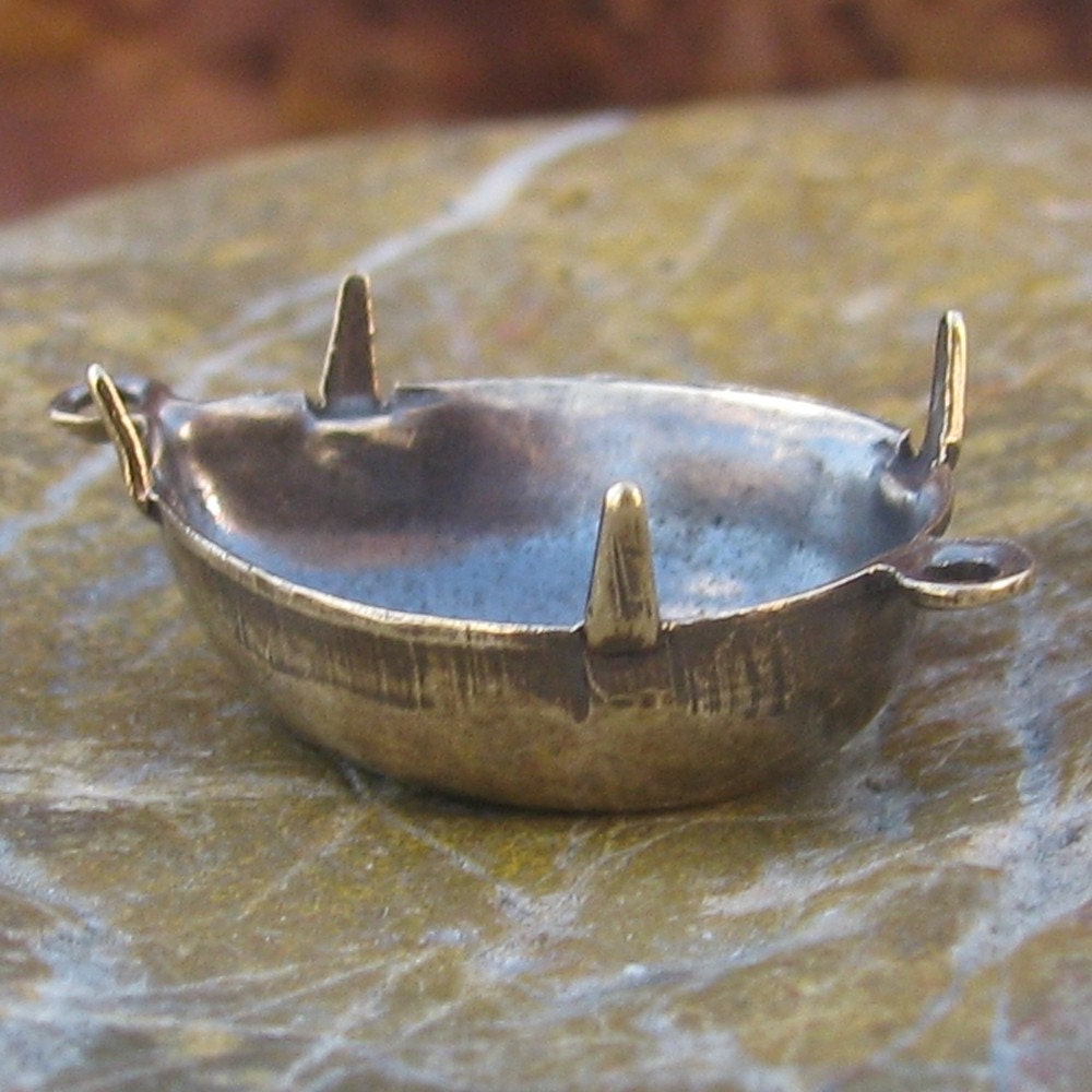 12 Brass ox 18x13 Pear Setting 2 Rings 925