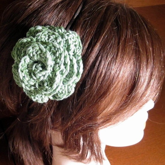 Recycled Cotton Flower Headband - Green