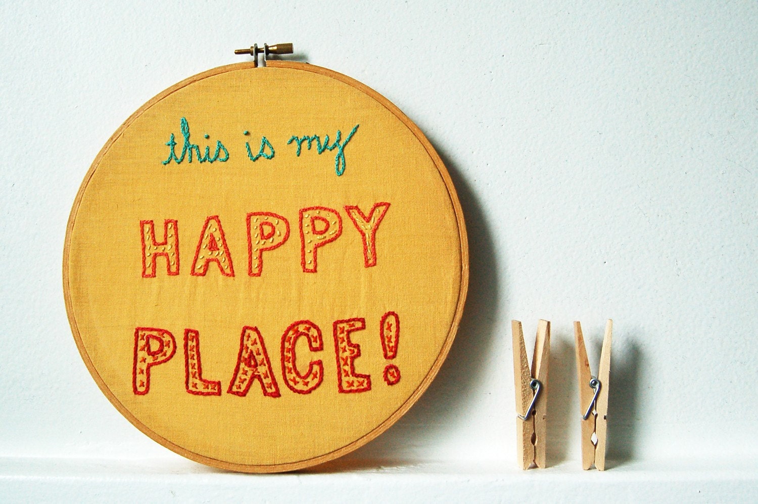 Design Your Own. This is My Happy Place, Hand Embroidery in 8 inch Wooden Hoop by merriweathercouncil on Etsy