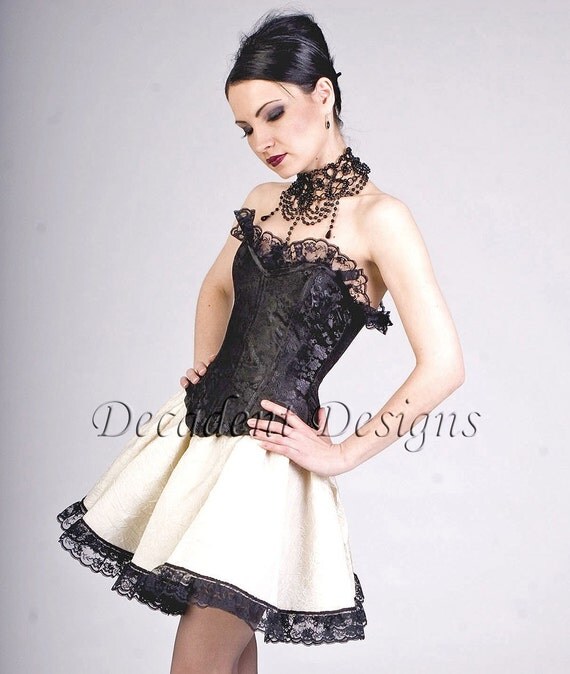 Black Silk Overbust Corset-Made to measure (Your size)