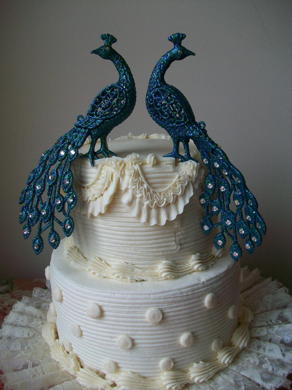 Wedding Peacocks Cake Topper Swarovski Crystals Peacock Wedding Teal Peacock Blue