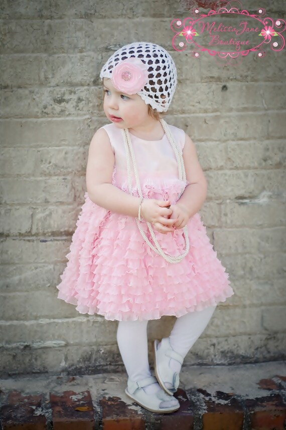 Shabby Chic Ruffled Pink Baby Dress-baby, dress, vintage, ruffle, couture