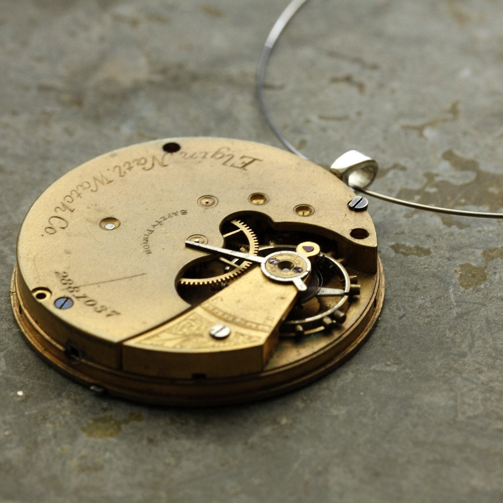 1887 antique STEAMPUNK pocket watch pendant OOAK