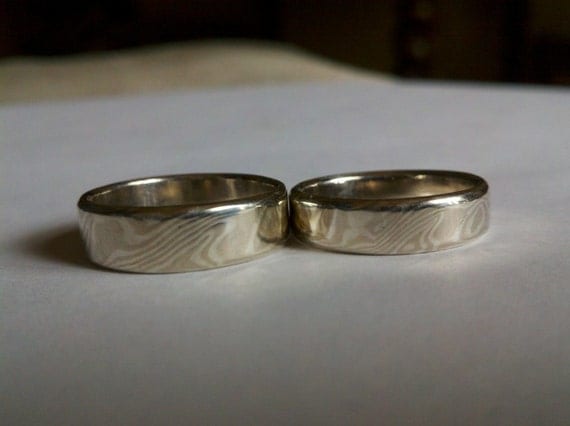 Mokume Gane Wedding Set reserved for Linda