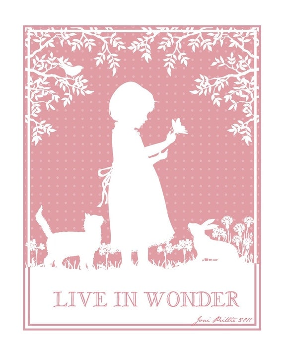 Custom Illustration, Silhouette, Girl, Cat, Bird, Rabbit, Please read text below, This is just a sample of my work.