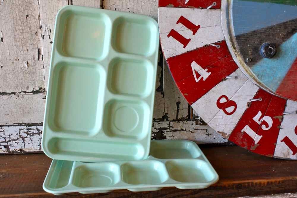 Vintage Pair of Mint Green CAFETERIA Tray