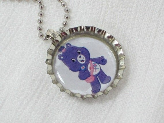 Bottlecap Necklace - Care Bear