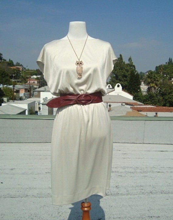 Vintage 1970's  R and K originals  pale taupe  dress