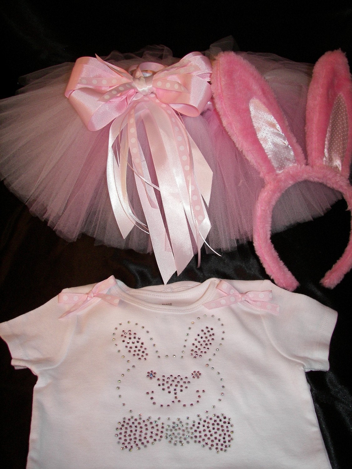 Easter Bunny Boutique Bling Tutu Set--Free Rabbit Ears-Portrait Perfect
