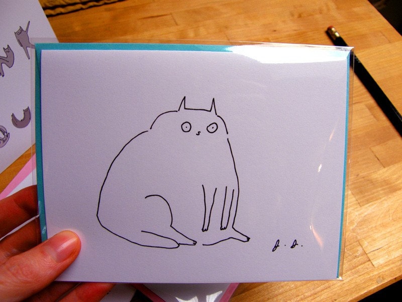 Gobbling Glutton Cat Card