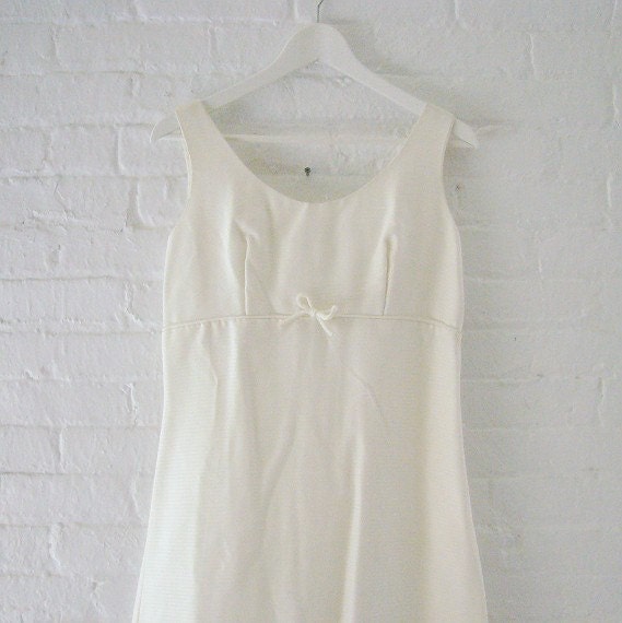 RESERVED 60s Shift Dress Vintage Wedding Dress Ivory 1960s Mod Maxi Dress