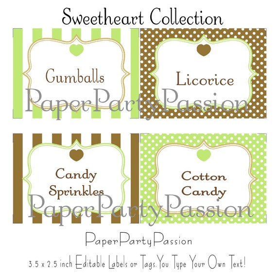 Sage Green Taupe and Brown Party Labels or TagsEDITABLE and PRINTABLEPDF