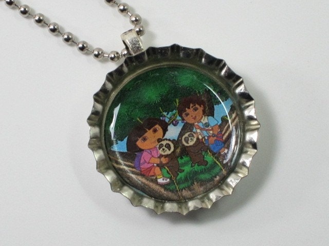 Bottlecap Necklace - Dora and Diego