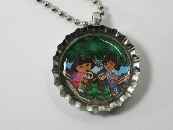 Bottlecap Necklace - Dora and Diego
