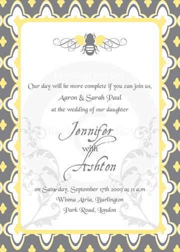 DIY Letterpress Garden Bumble Bee Silhouettes Invitation is a chic and 