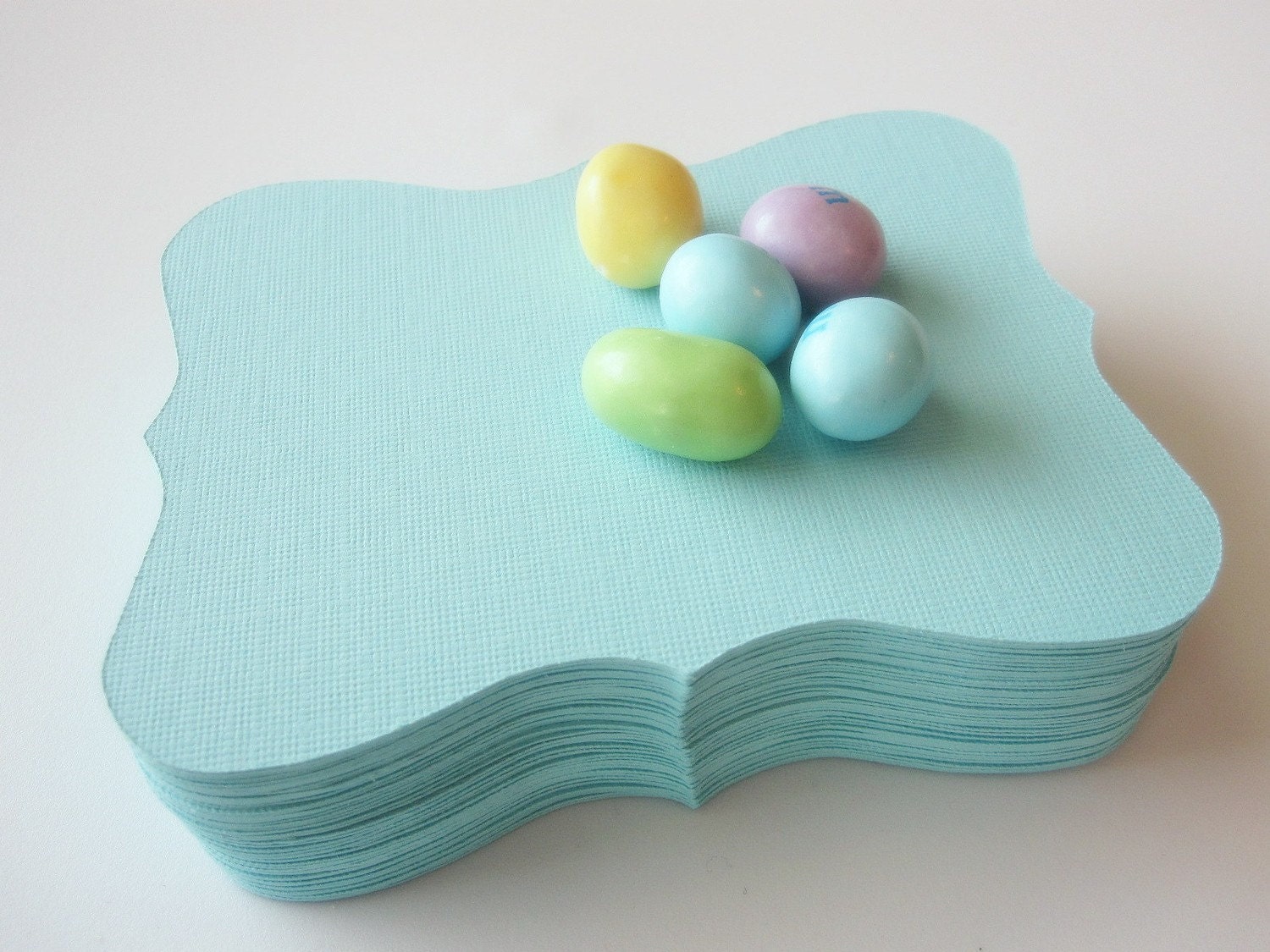 12 candy jar labels , Large Bracket cards (4.5 x 3.5 inches) in Teal Textured Cardstock