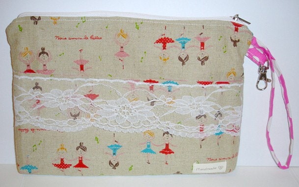 BALLERINAS Diaper&Wipes Purse/Make-up Kit or Carry-All Bag