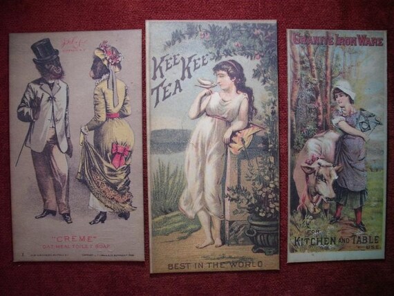 Grouping Of 3 Victorian Style Advertising Trade Cards