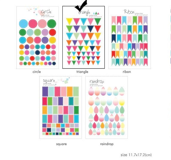 Rainbow Deco Sticker - 2 sheets of triangle pattern
