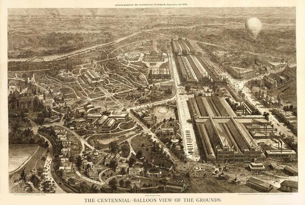 Vintage Map - Philadelphia - Centennial Grounds 1876