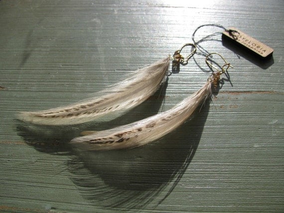 Simple feather earrings with crystal - Moreno