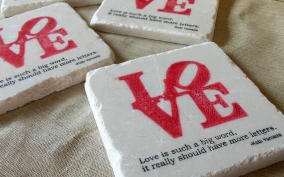 ON SALE Drink Coaster Set, Love is Such a Big Word, Set of 4, Ready to Ship