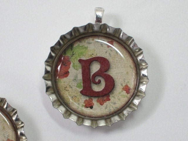 Bottlecap Necklace - YOU Choose Your Letter A through Z - Vintage - Romantic Style - Monogram