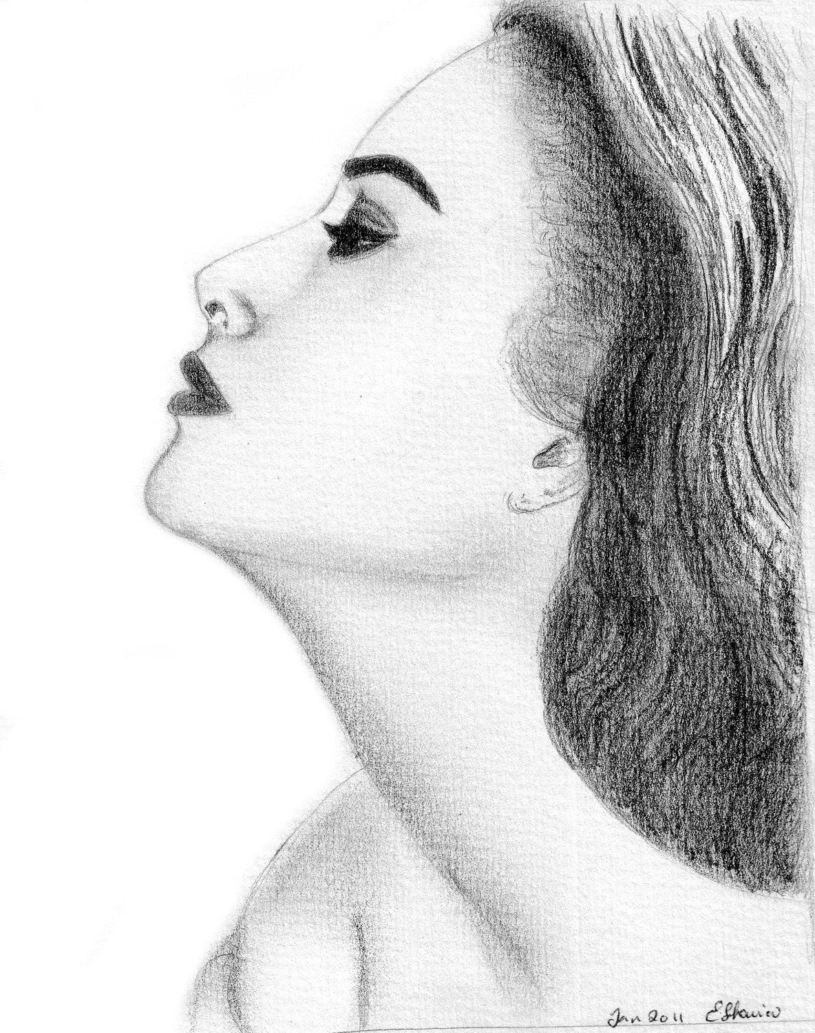 Grace Kelly  Pencil Drawing - Wall art - Matte Print 12 x 12 - Home Decor