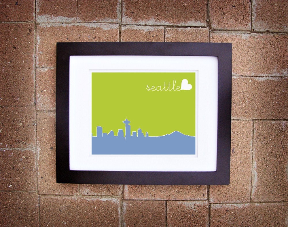 Modern Seattle Skyline Print - Printable 8x10
