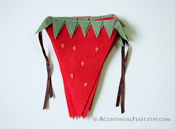 Felt red strawberry flag banner