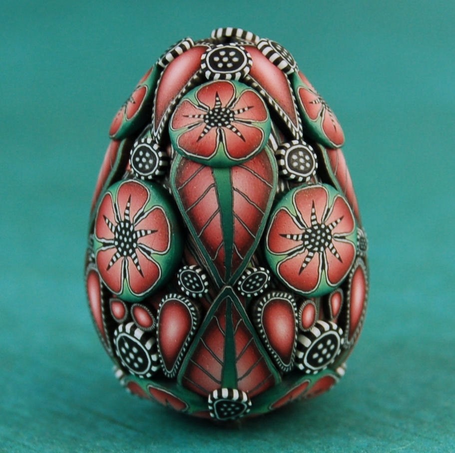 Miniature Fabergé Egg Style Polymer Clay Focal Bead