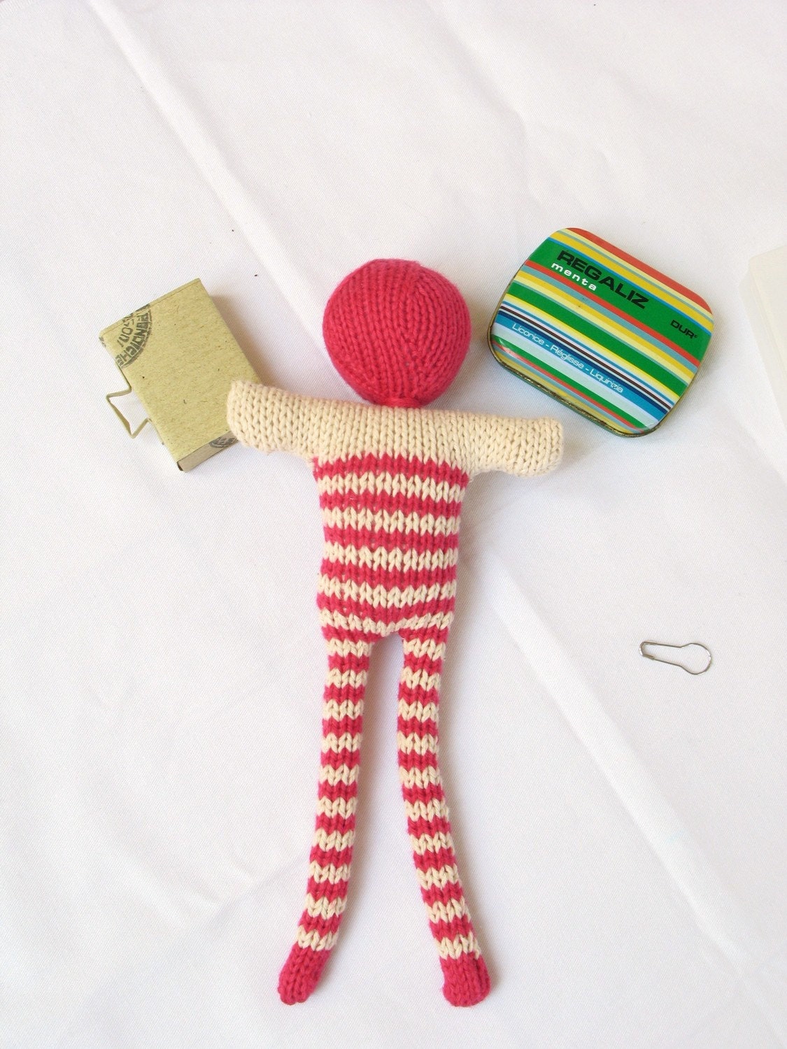 Pink striped doll - bonhomme