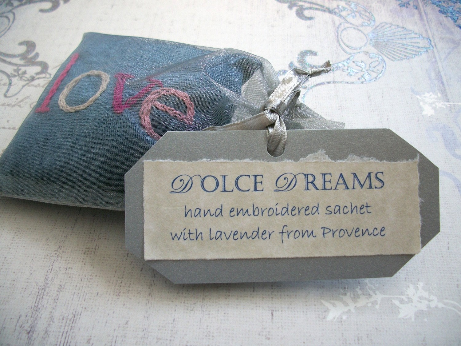 Lavender Sachet Hand Embroidered by Dolce Dreams