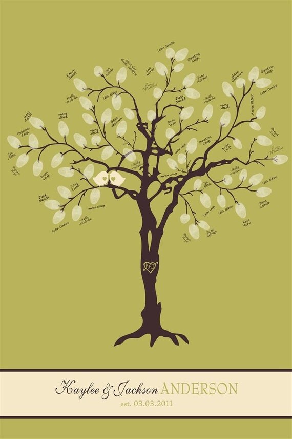 Sweet Birdies Custom 24" x 36" Wedding Tree - With Ink and Instructions