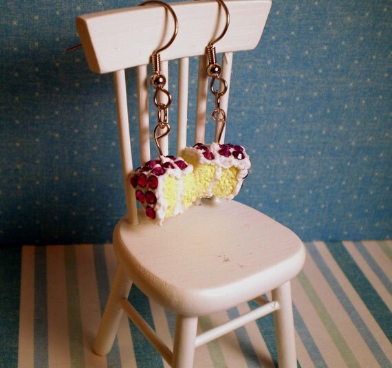Fluffy Vanilla Cake Earrings with Swarovski Crystals