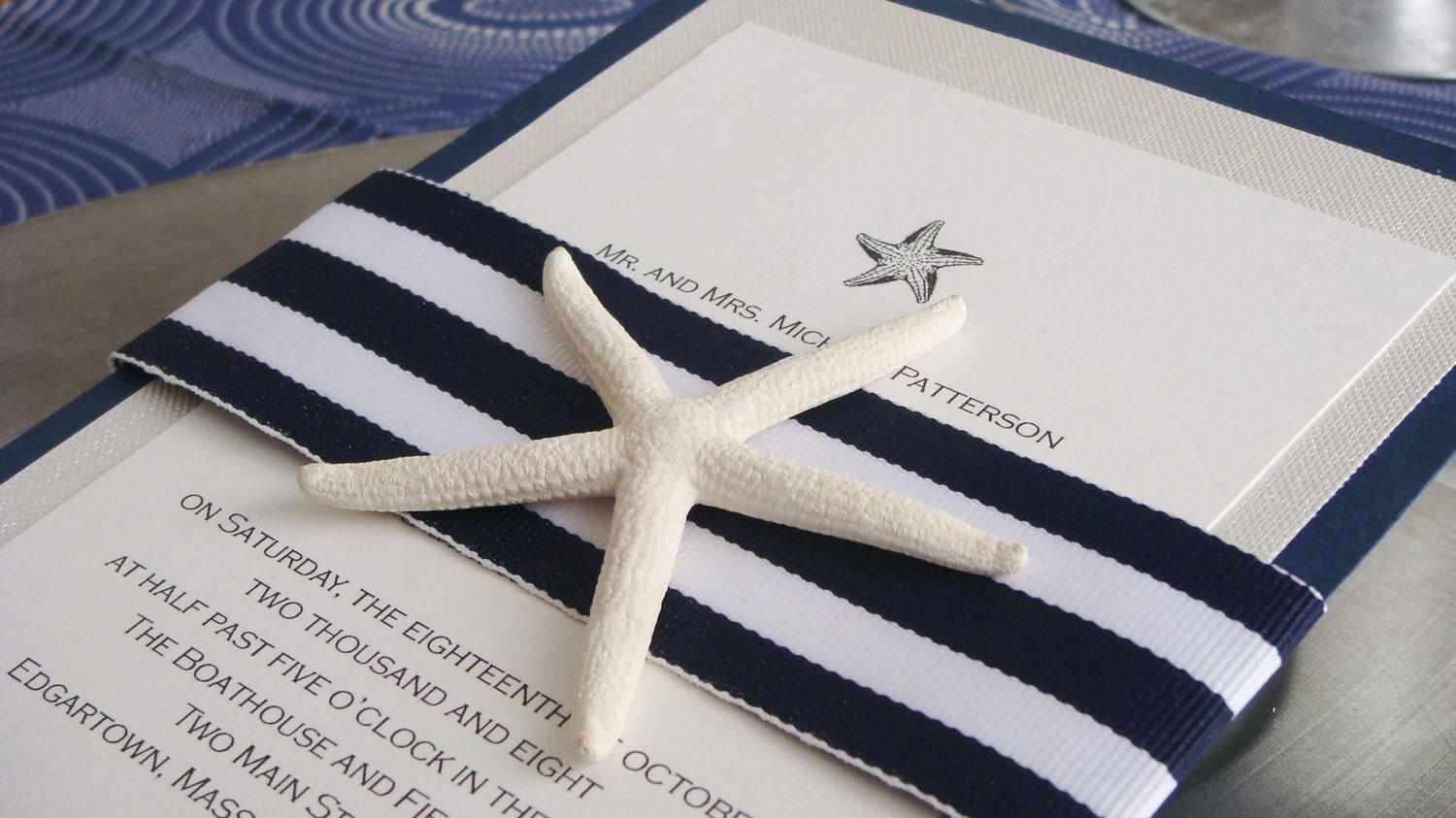 Modern Nautical Stripe Wedding Invitation private listing for brie824