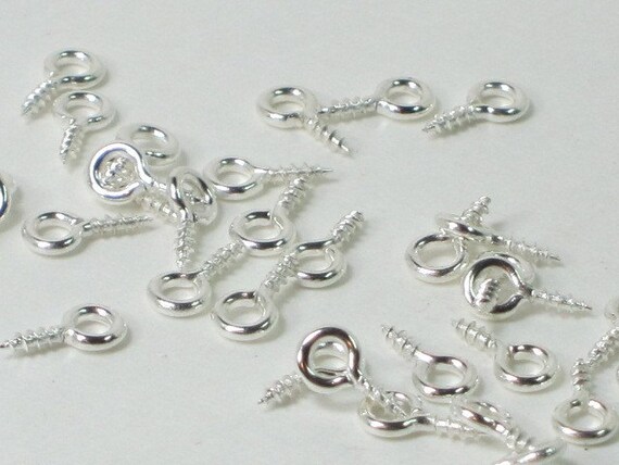 Silver Plated Small Eye Screws - Scrabble Tile Bail - 10mm - 100 Pieces